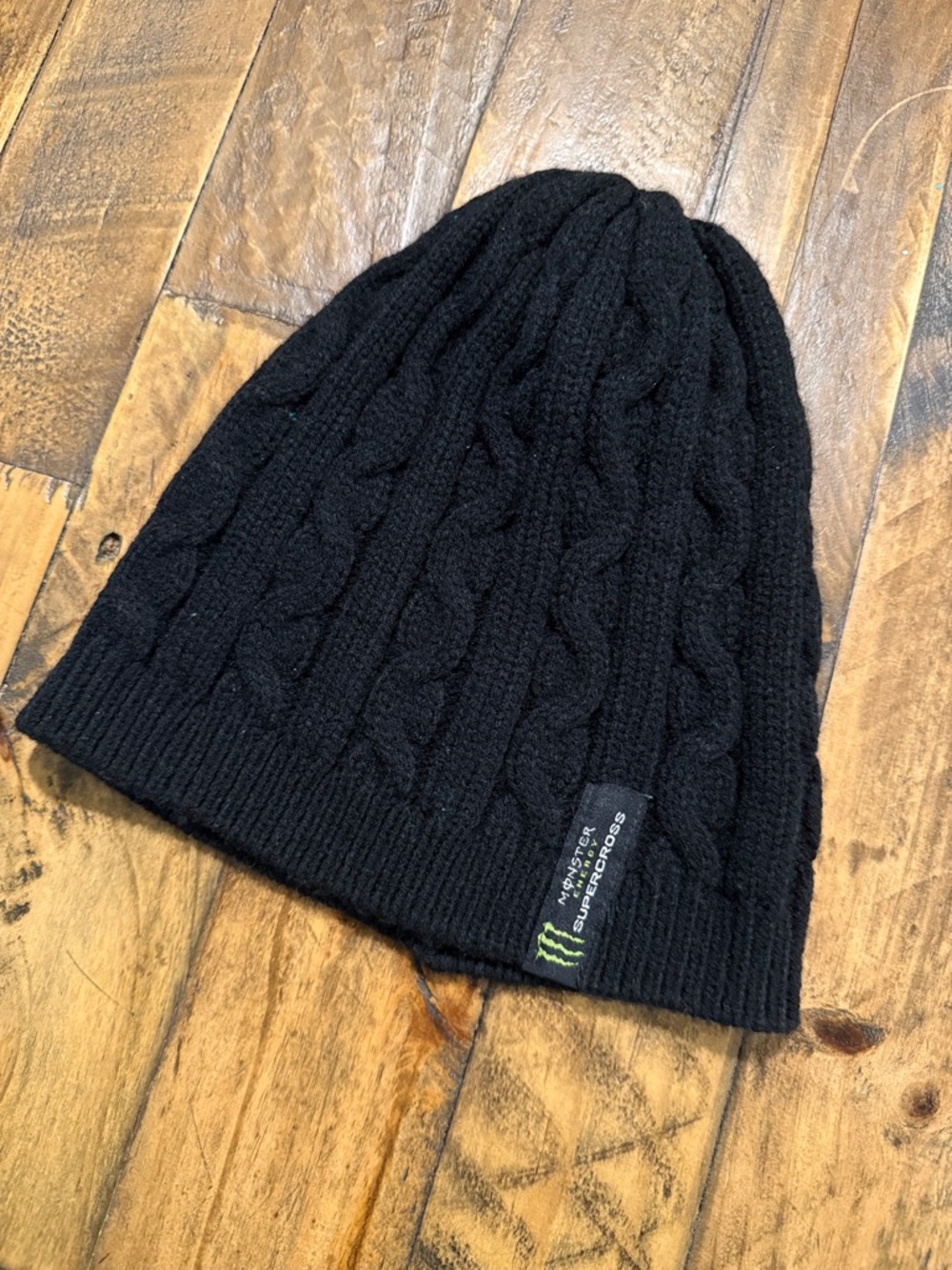 Monster Energy Black Cable Knit Beanie